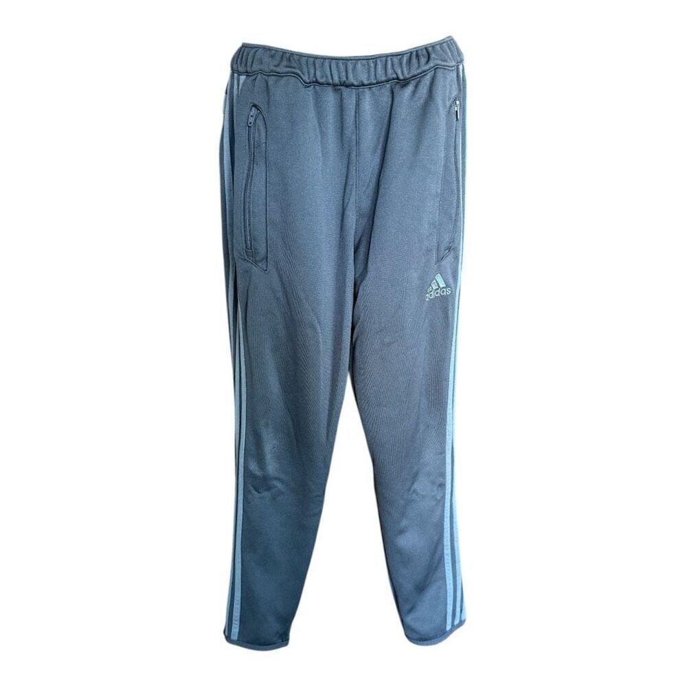 Youth Boys Adidas Gray Three Stripe Climalite Athletic Track Pants - Sz M